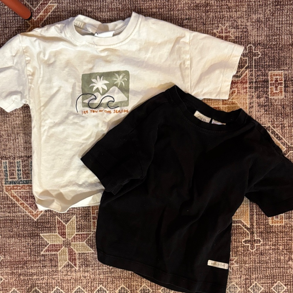 Kids White and Black Graphic T-Shirts
